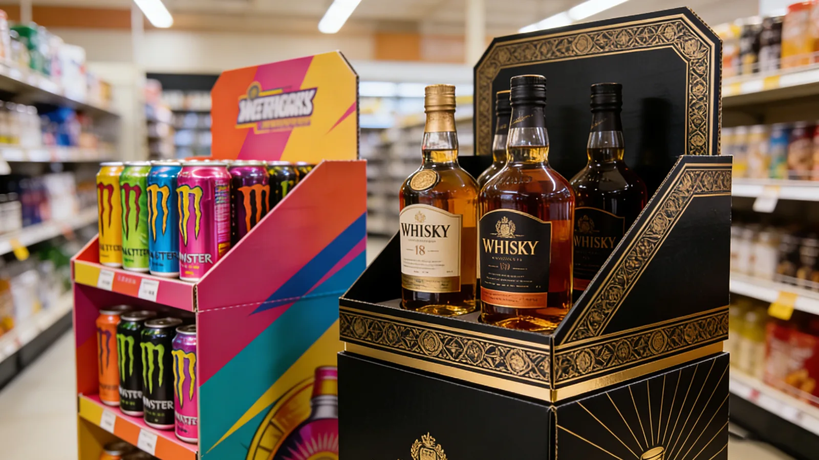 Custom Cardboard Display Stands for Liquor and Beverage Retail