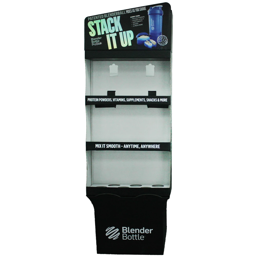 Cardboard Merchandising Display Rack with Tiered Shelving