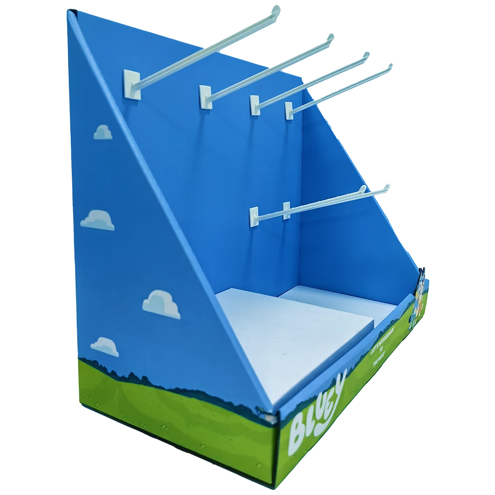 Custom Corrugated Cardboard Counter Display with Plastic Hooks