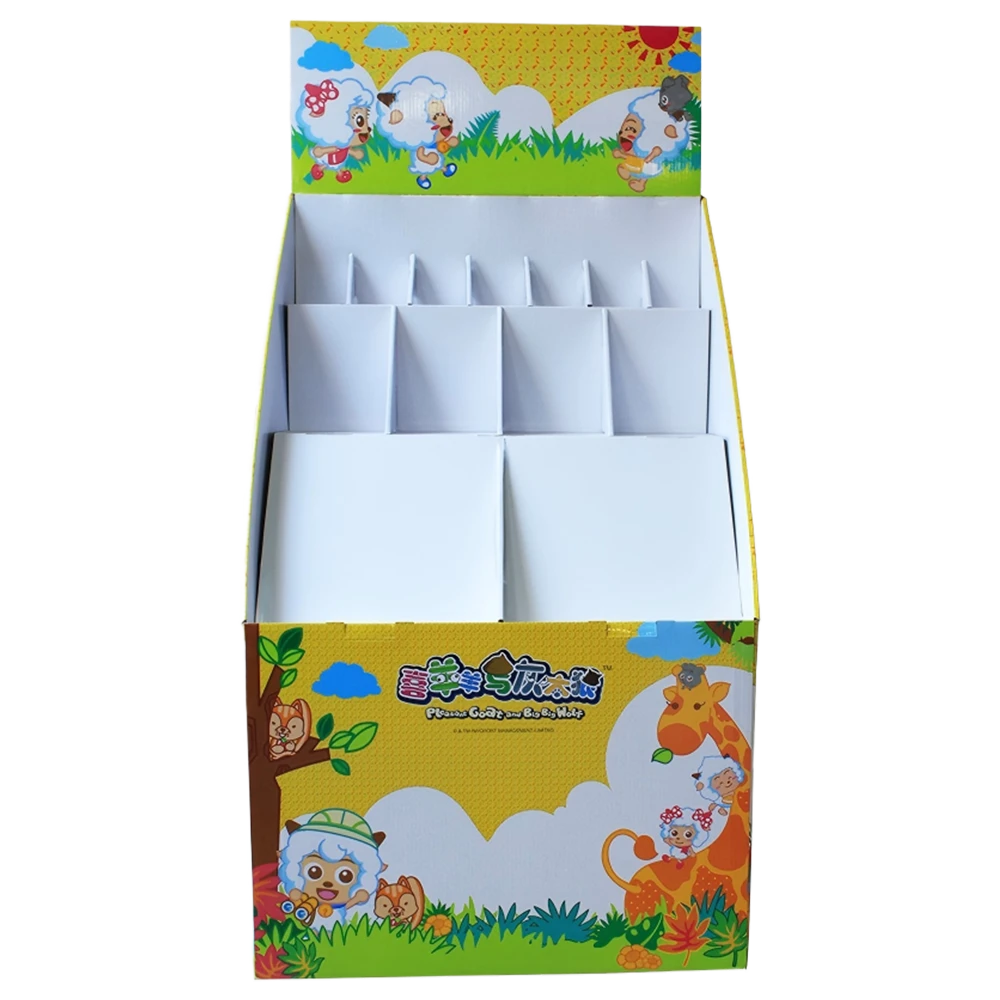 Custom Printed Retail Floor Stand with Header Card and Compartment Dividers