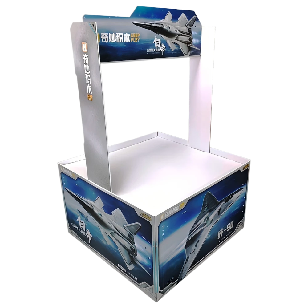 Cardboard Pallet Display Bin with Overhead Banner for Toy Promotions