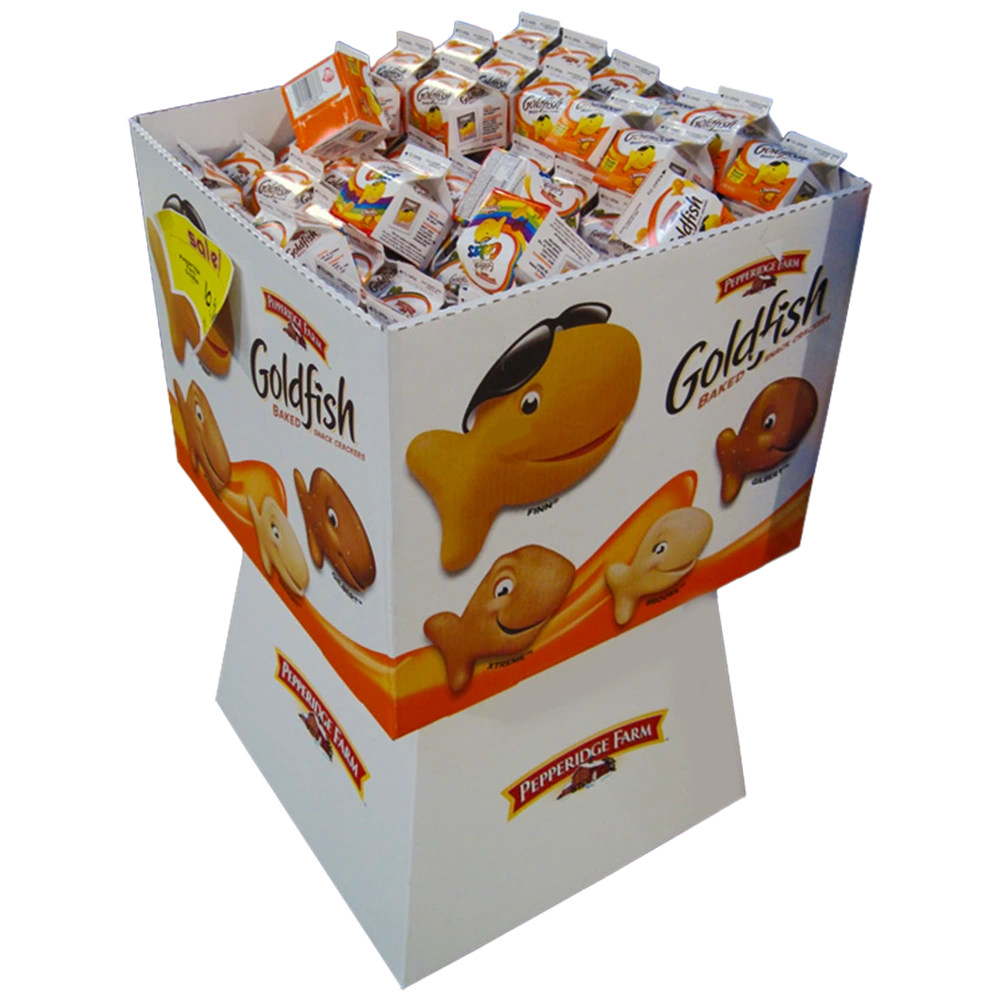 Corrugated Dump Bin with Pedestal Base for Bulk Snacks