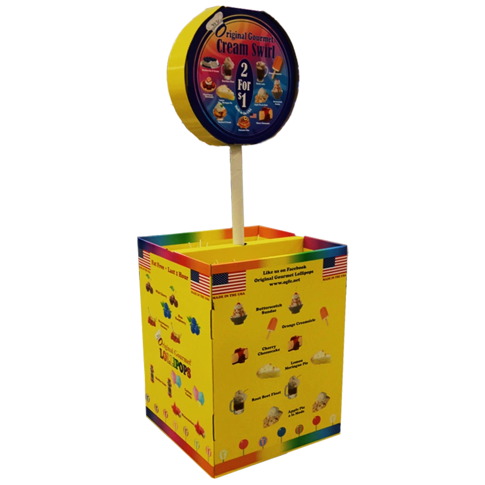 Corrugated Floor Display Bin for Gourmet Lollipops