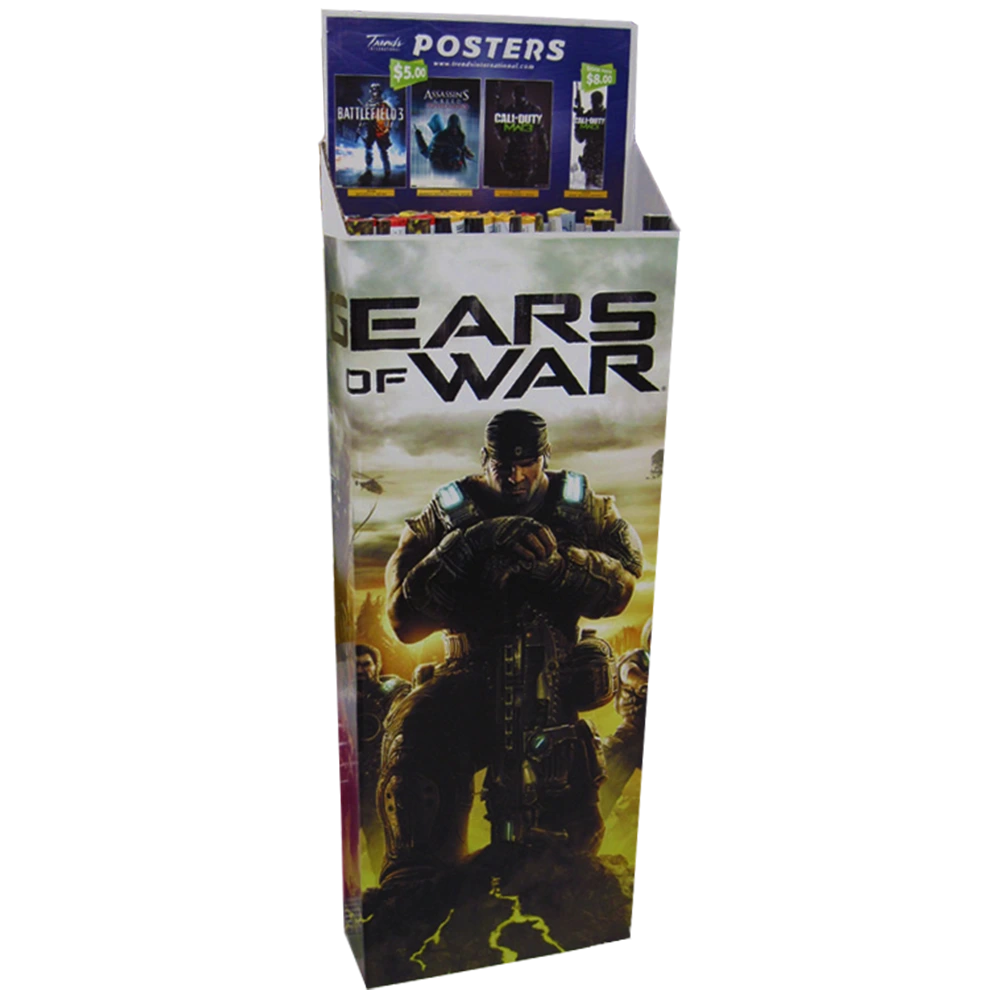 Floor Display Bin with Integrated Grid Divider for Rolled Posters