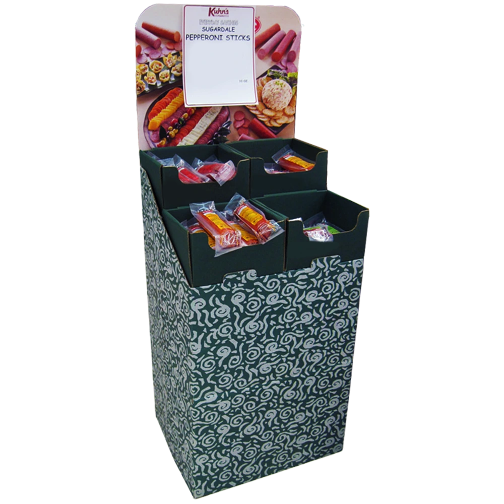 Four-Cell Dump Bin Stand with High-Visibility Header Card