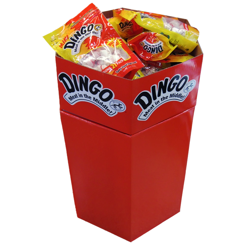 Hexagonal Corrugated Dump Bin Floor Stand for Pet Treats