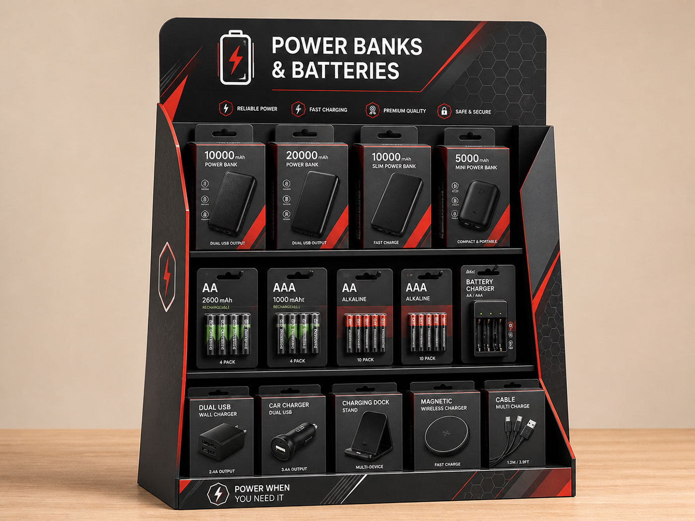 Power Banks & Batteries Display