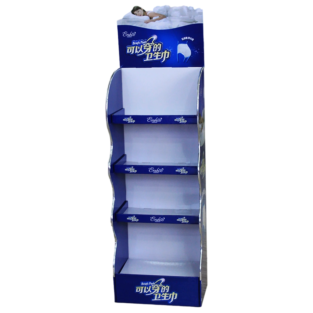 4-Tier Retail POP Display Rack with Header Card for Sanitary Napkins