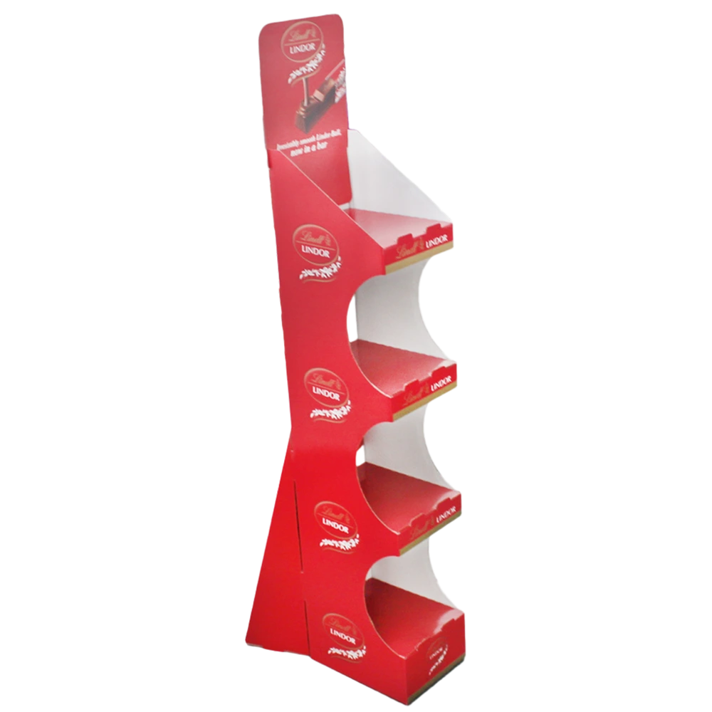 Cardboard Floor Display Stand with Flowing Wave Design