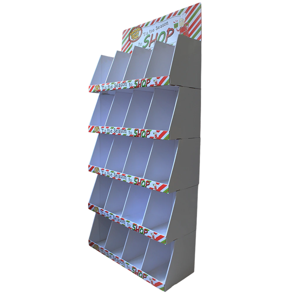 Christmas Themed POS Display Rack with Divided Shelves