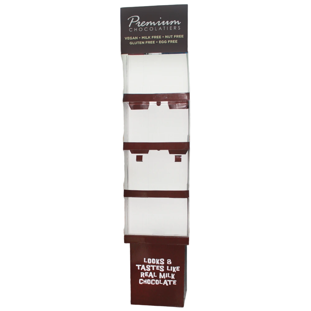 Corrugated Floor Display Rack with Four Shelf Configuration