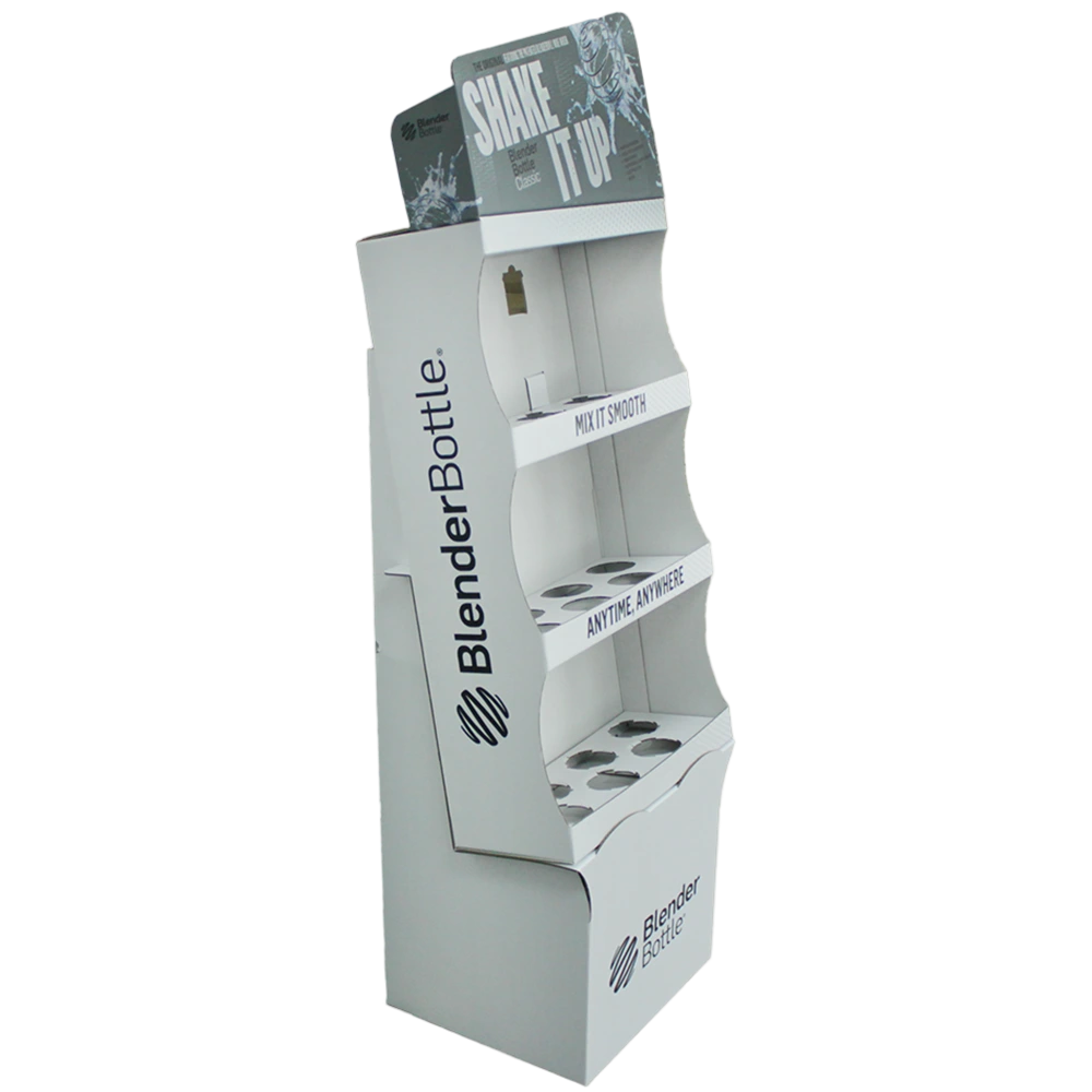 Multi-Tier Corrugated Floor Display Stand for Retail Beverage Products