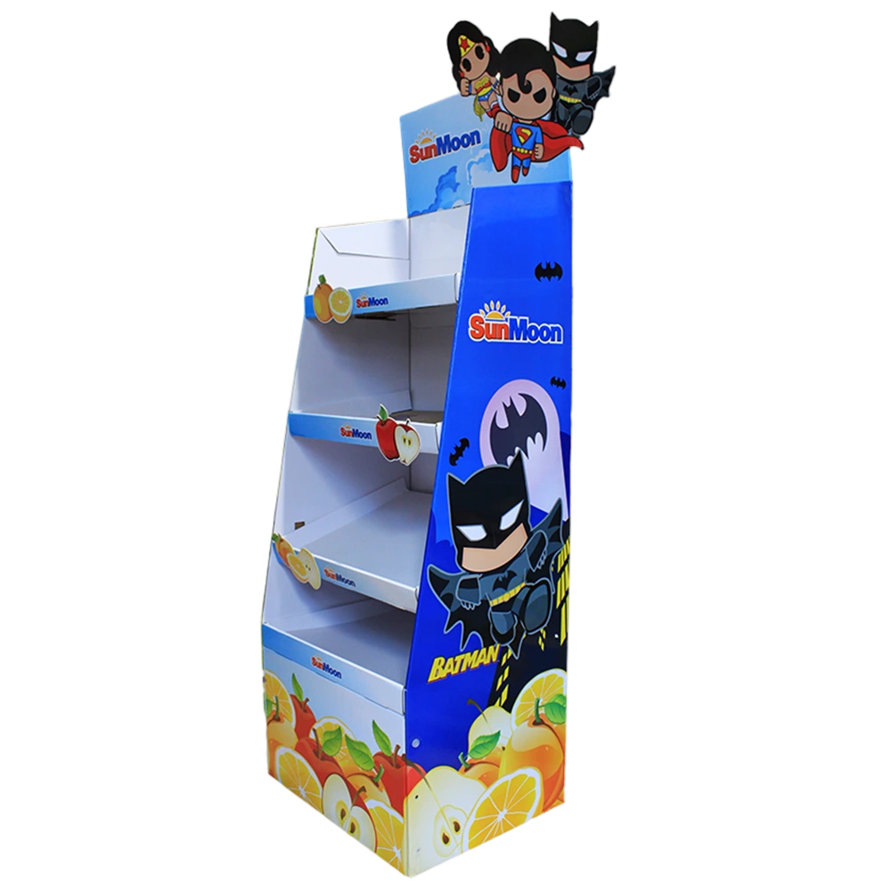 Custom 4-Tier Cardboard Floor Display for Fruit Snacks