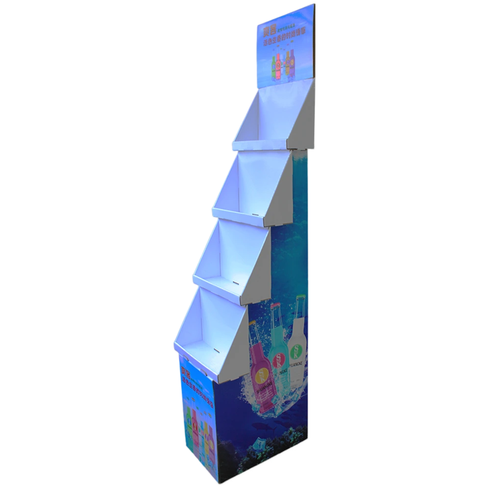 Custom Printed Blue POS Floor Display for Bottled Drinks