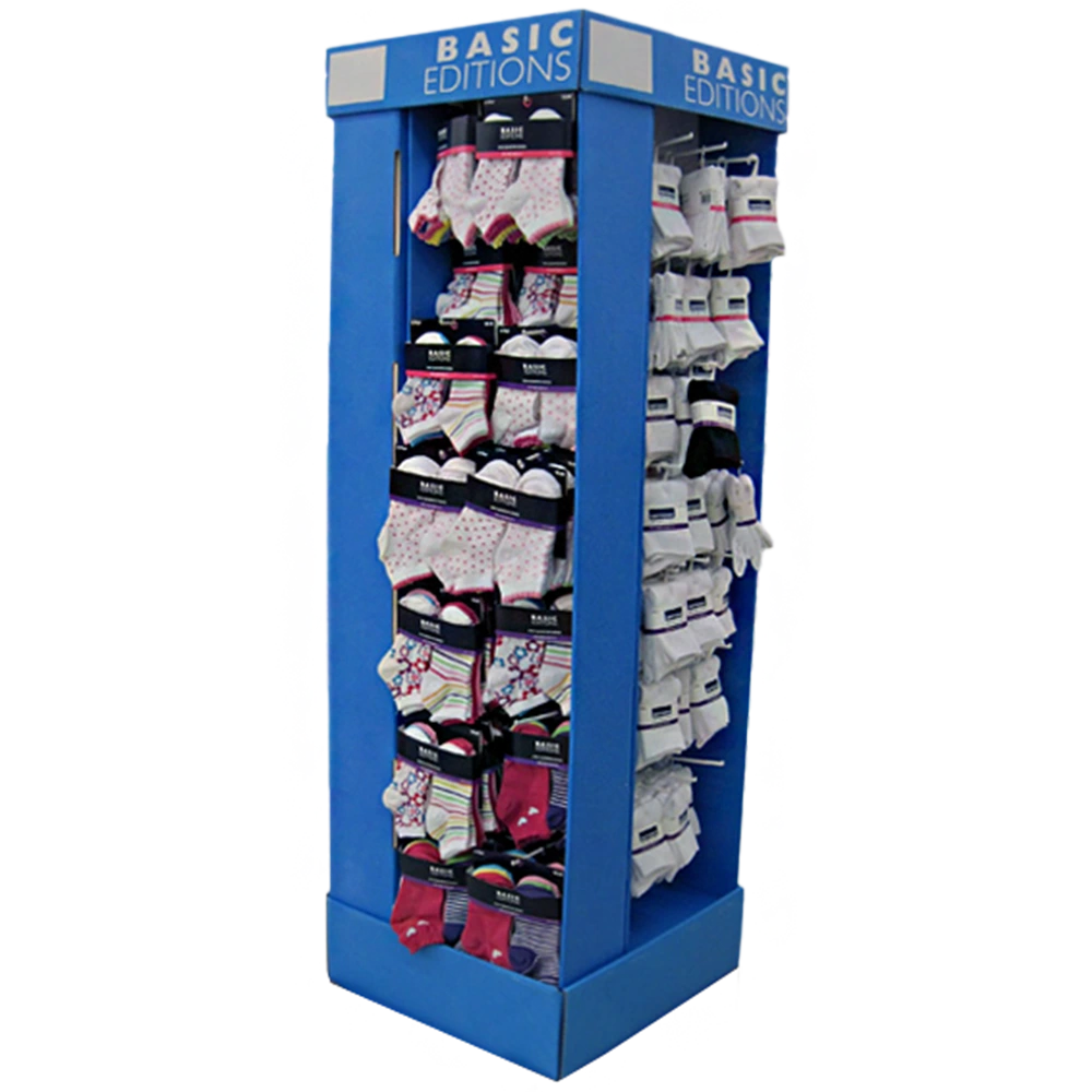 4-Way Quarter Pallet Display Stand with Peg Hooks
