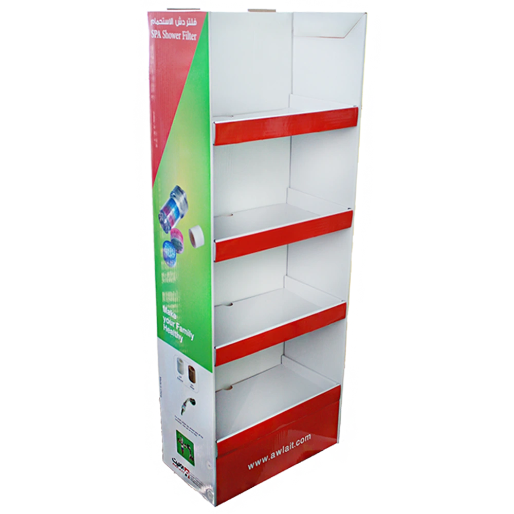 4-Tier Corrugated Power Wing Rack for POS Shower Filter Merchandising