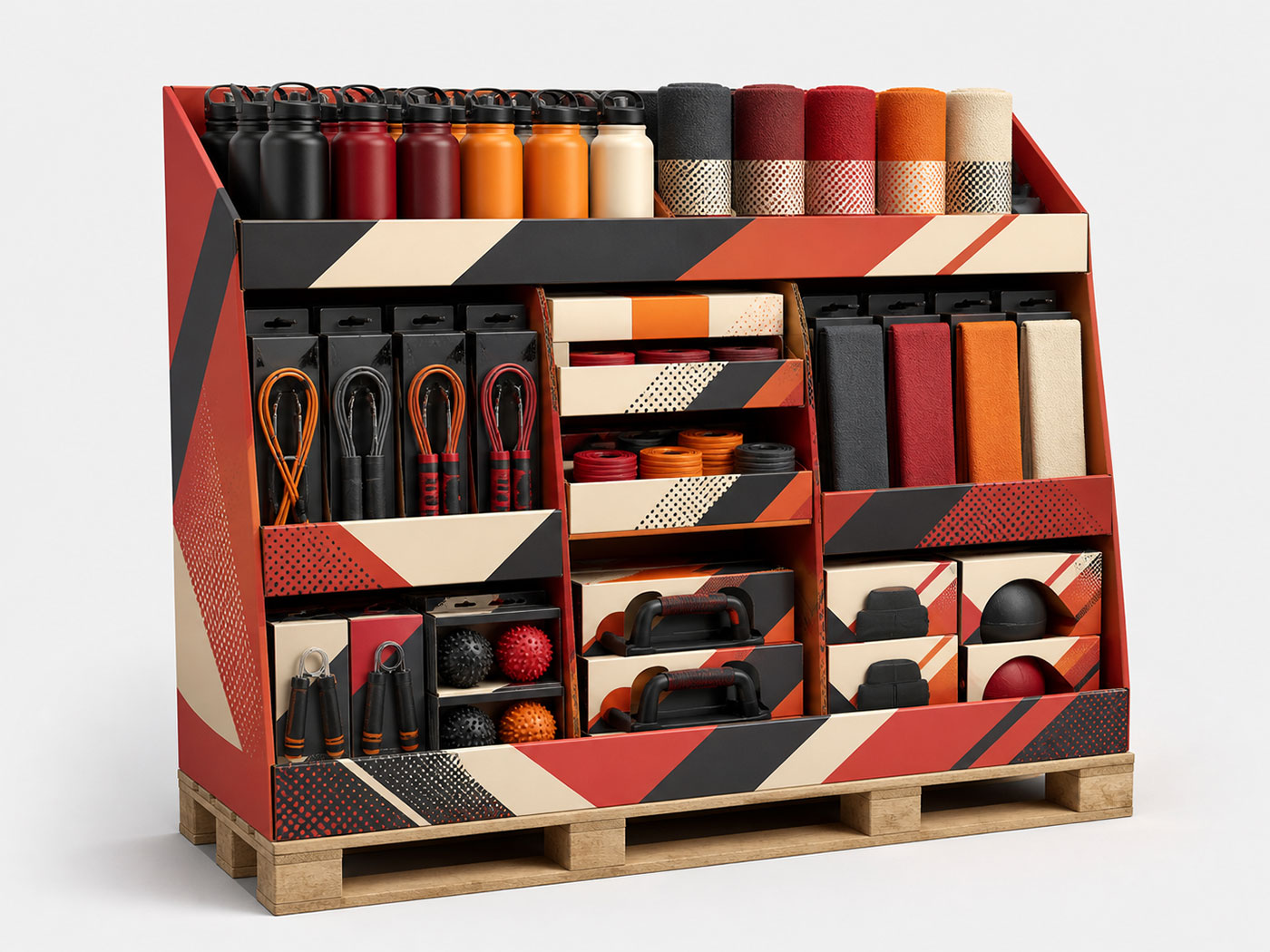 Pallet cardboard display for sports product promotion
