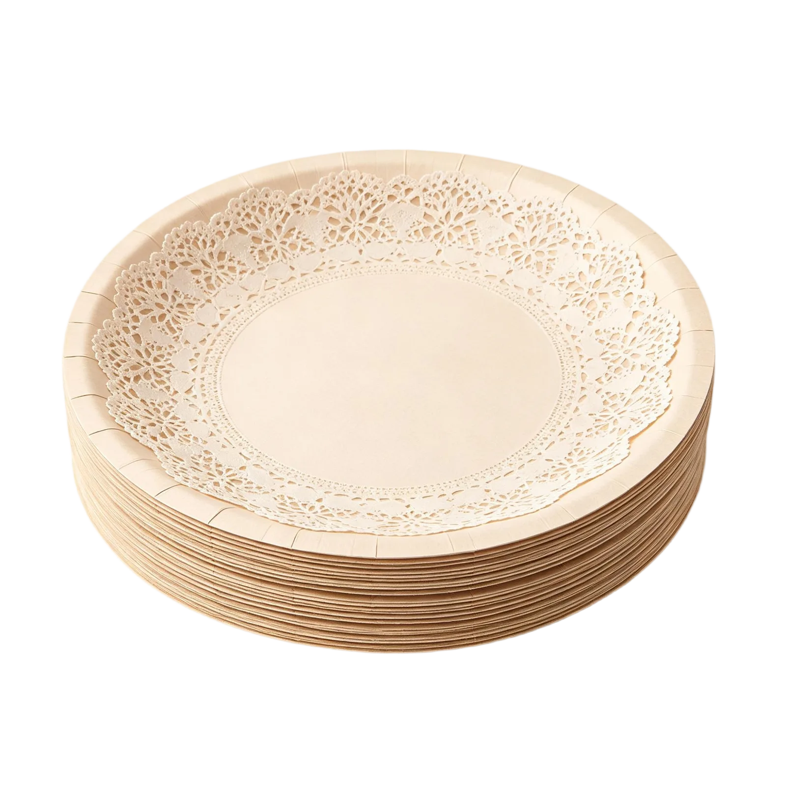 Beige Paper Plates Neutral Disposable Dinnerware for Weddings Showers and Catering
