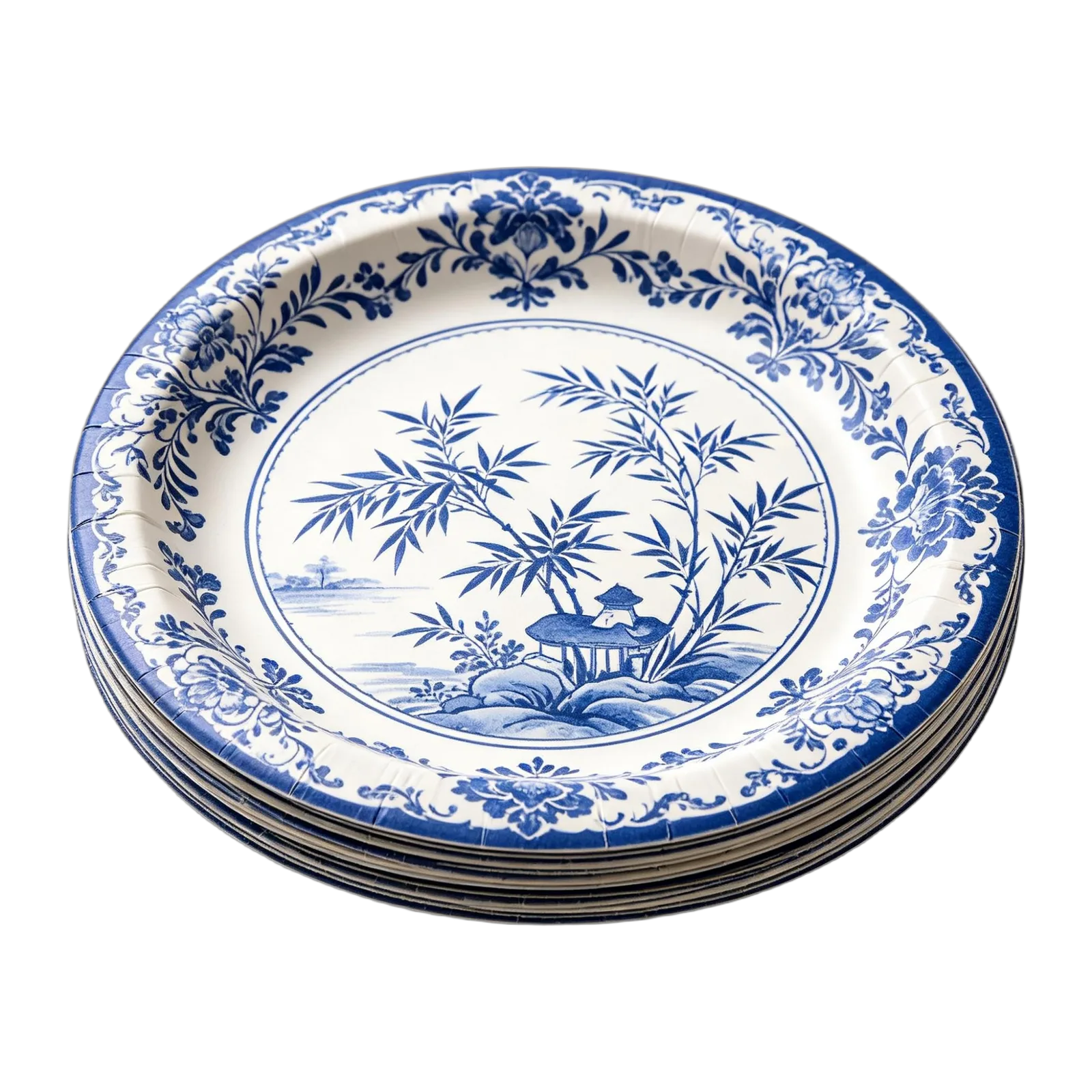 Blue and White Paper Plates Decorative Tableware for Weddings Tea Parties and Events