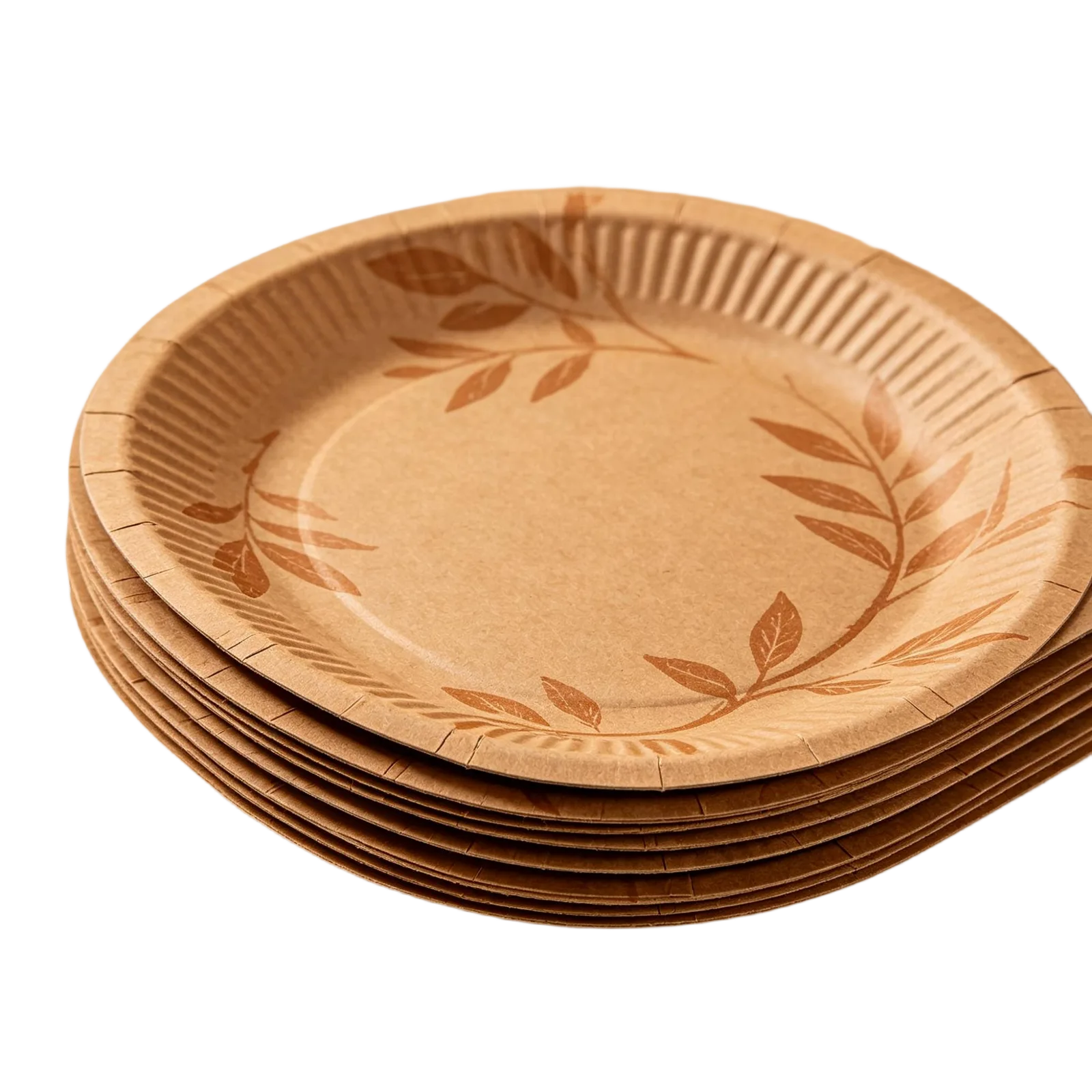 Brown Paper Plates Natural Style Disposable Tableware for Autumn BBQ and Rustic Events