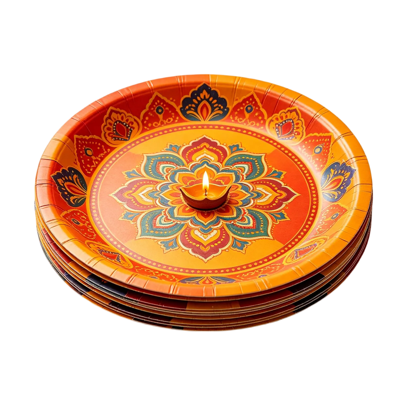 Diwali Paper Plates Colorful Disposable Tableware for Festival Parties and Family Meals