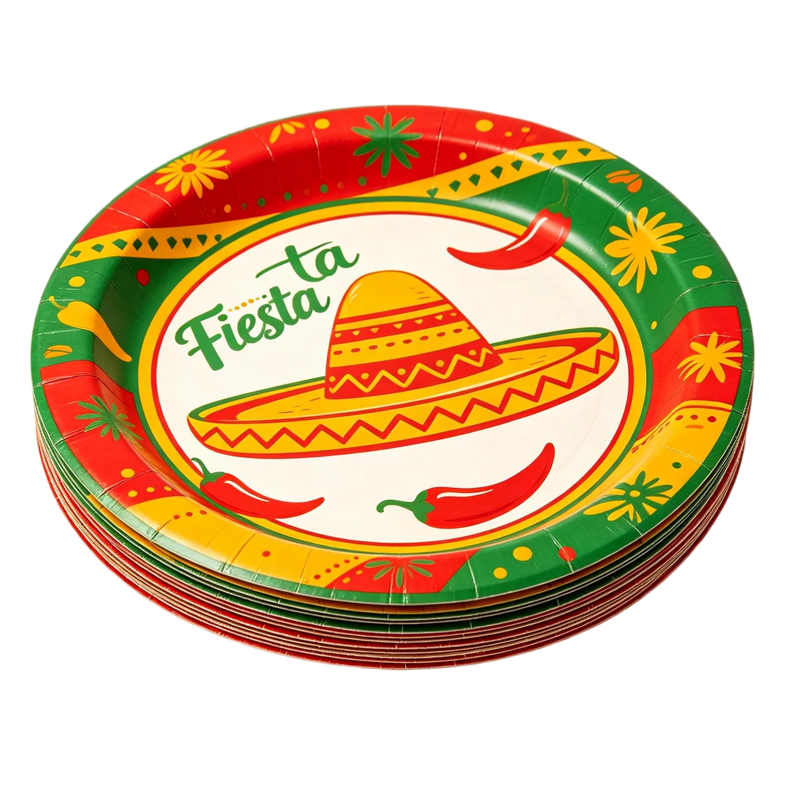 Fiesta Paper Plates Colorful Disposable Dinnerware for Taco Parties and Celebrations