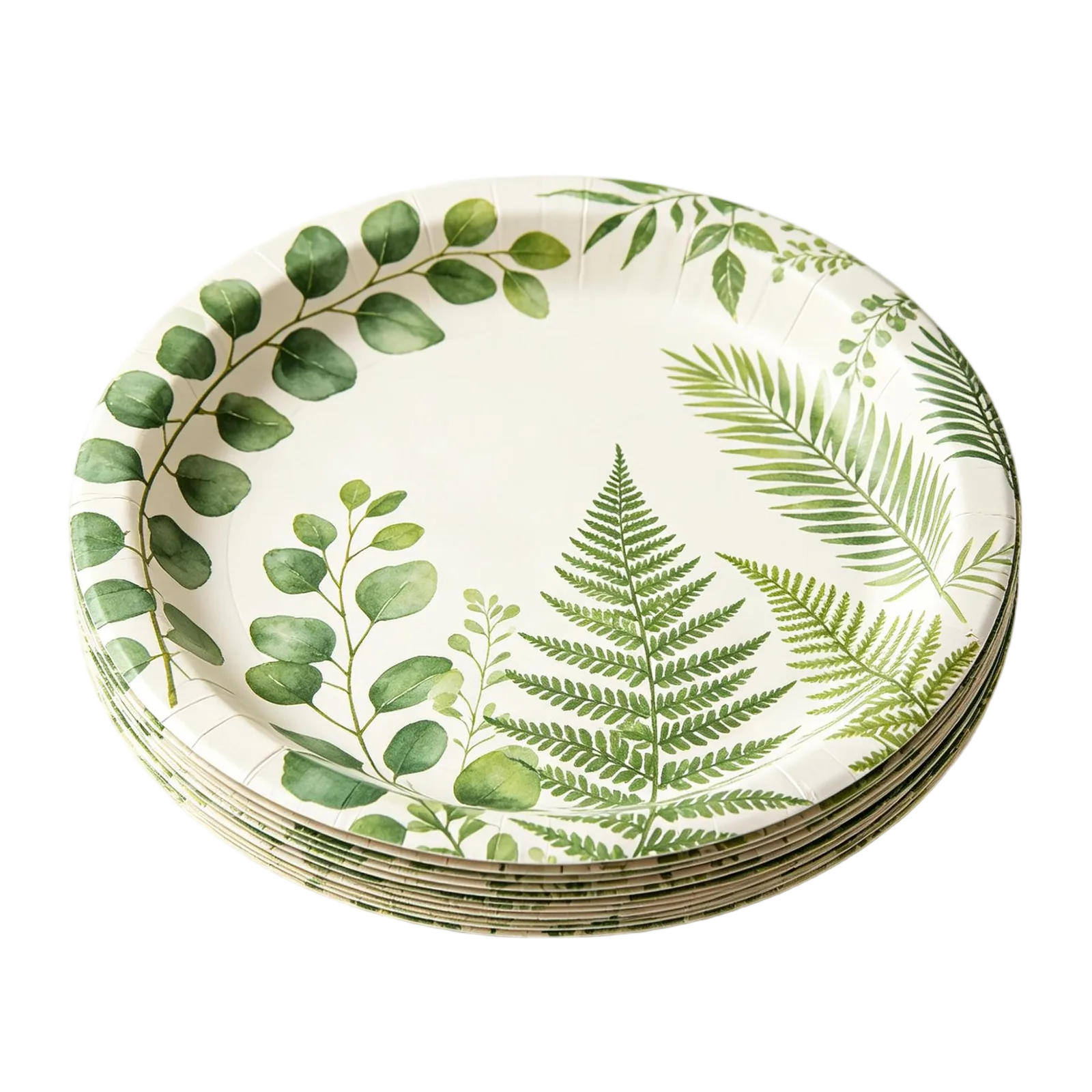 Greenery Paper Plates Botanical Disposable Tableware for Weddings and Garden Events