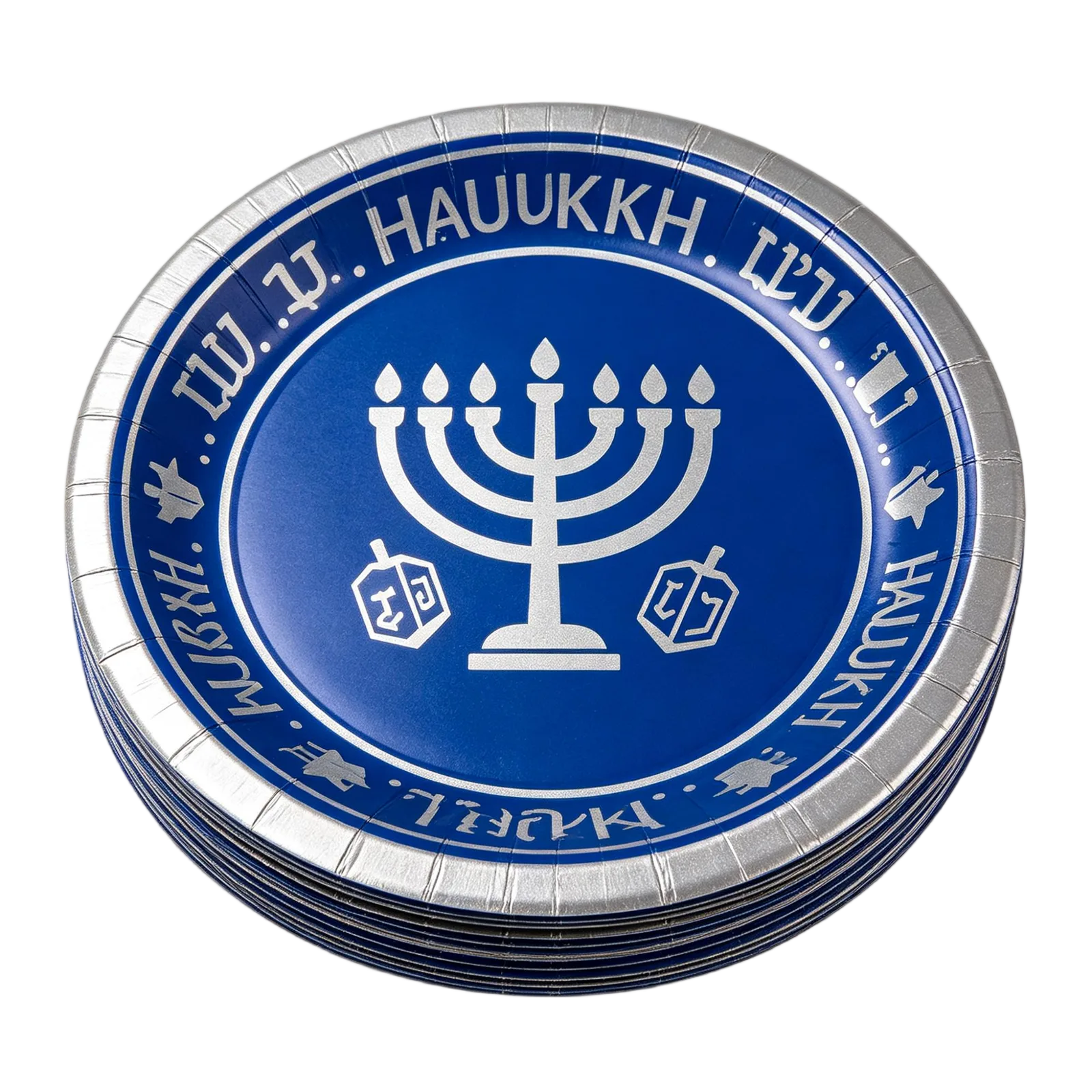 Hanukkah Paper Plates Blue and Silver Disposable Tableware for Holiday Celebrations