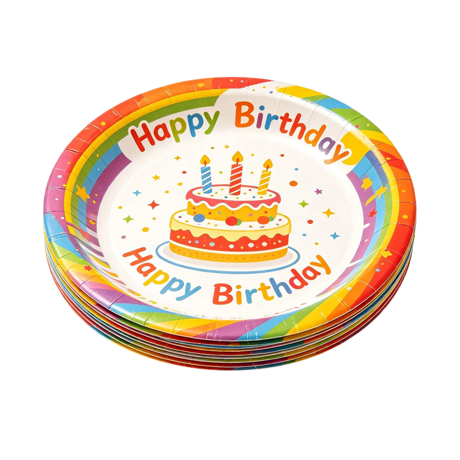 Happy Birthday Paper Plates Colorful Disposable Dinnerware for Party Decorations