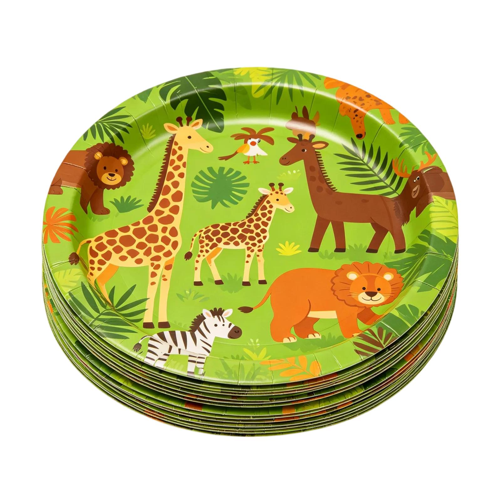 Jungle Paper Plates Animal Theme Disposable Tableware for Kids Birthday Parties