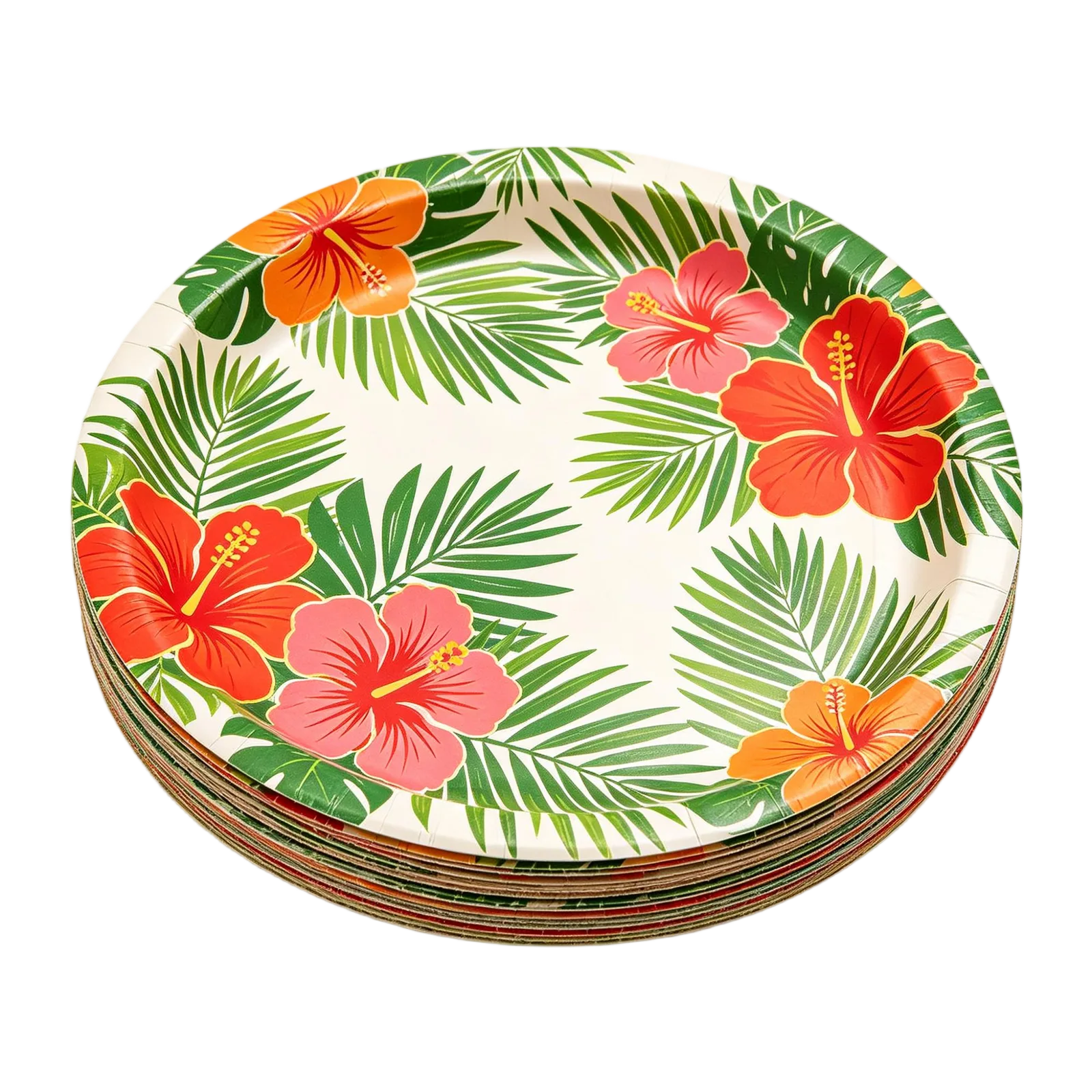 Luau Paper Plates Tropical Disposable Tableware for Beach Summer and Hawaiian Parties