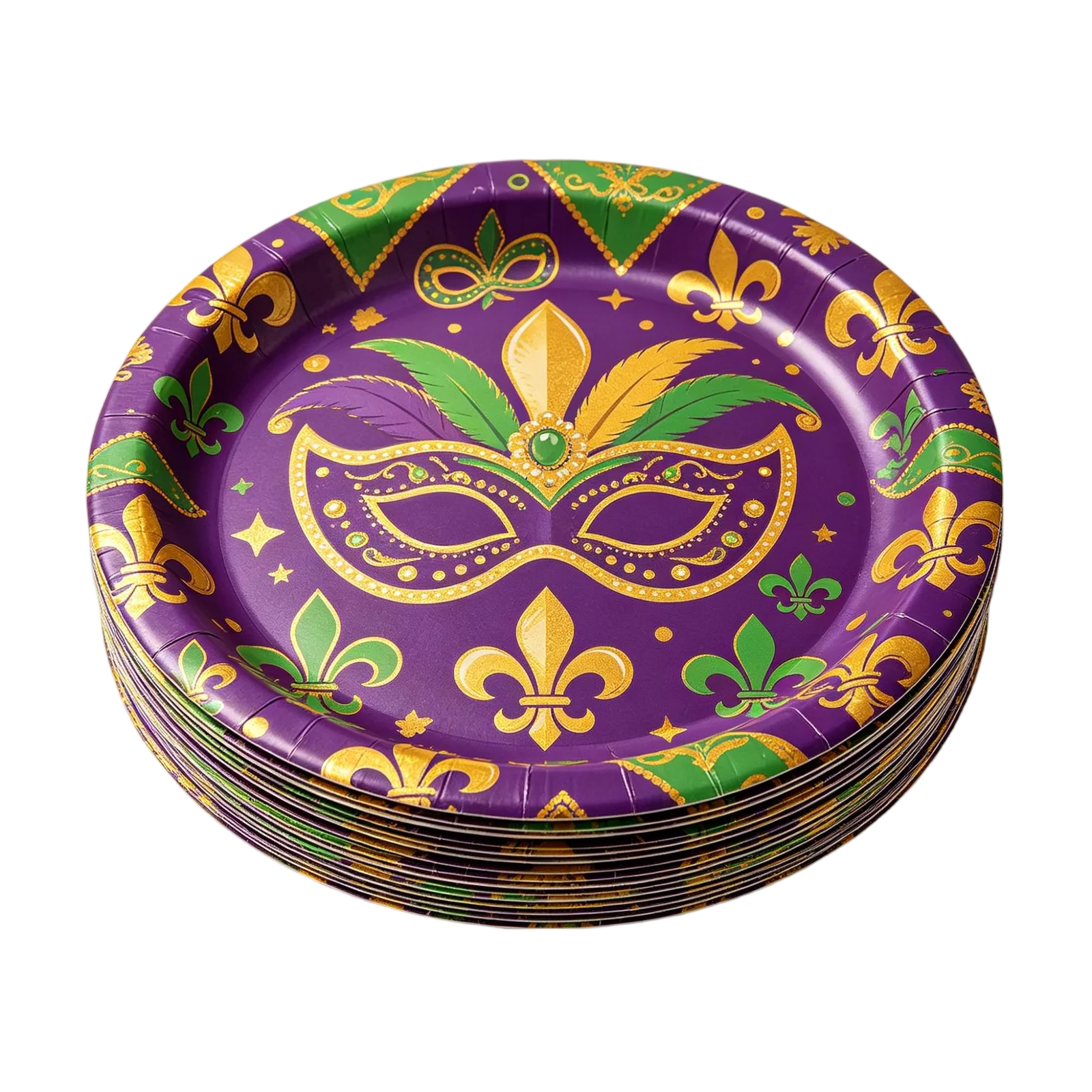 Mardi Gras Paper Plates Colorful Disposable Party Dinnerware for Carnival Events