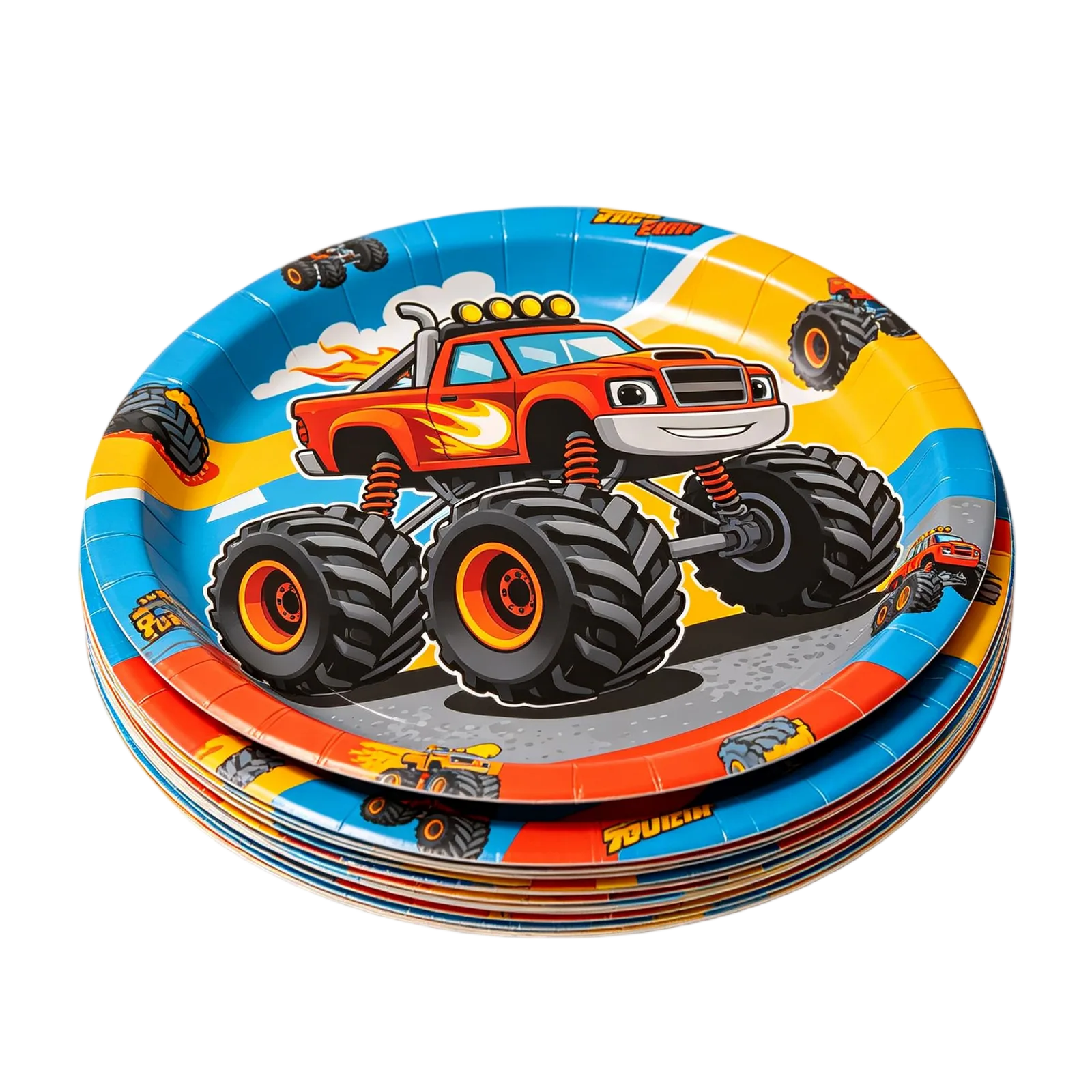 Monster Truck Paper Plates Kids Birthday Party Dinnerware for Themed Celebrations