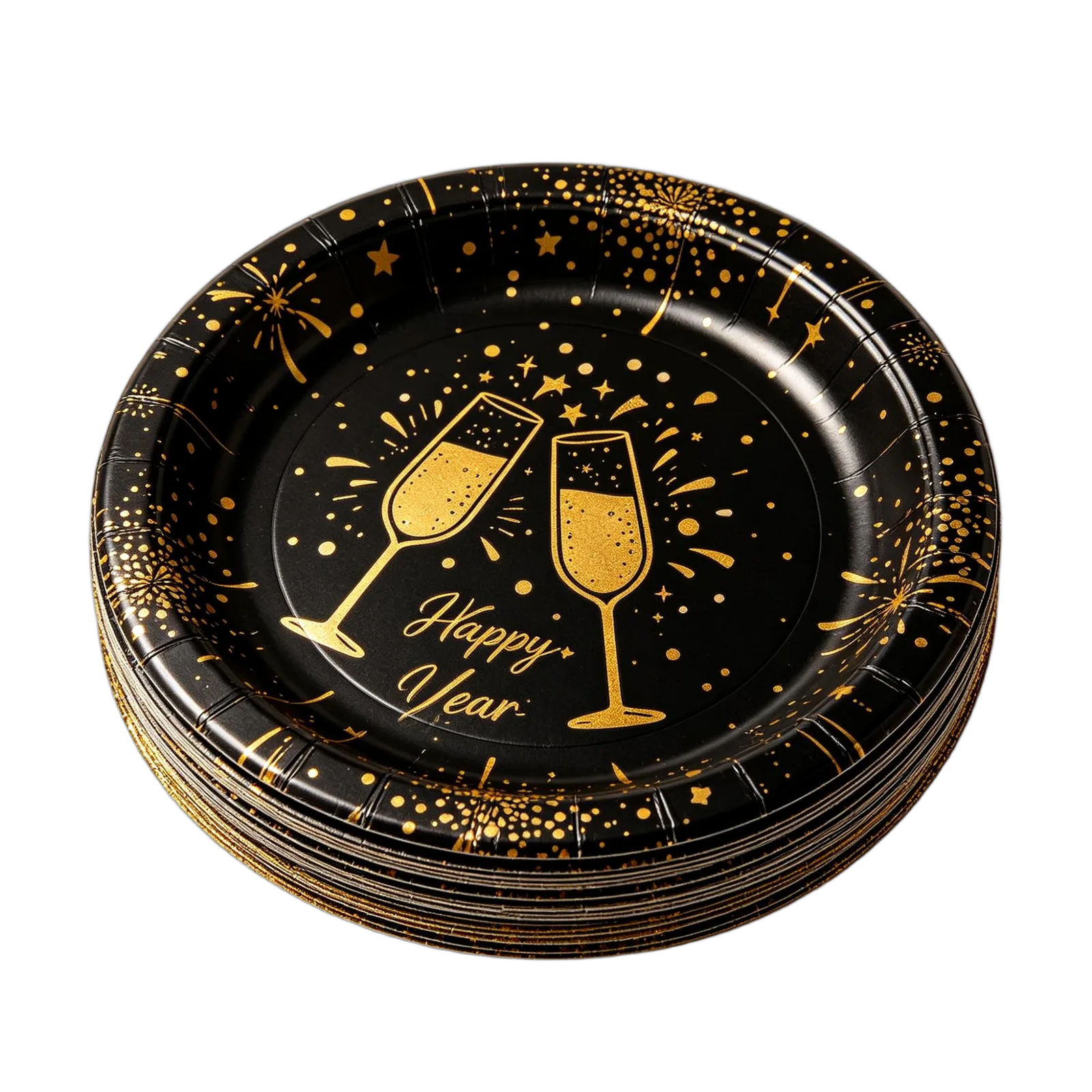 New Year Paper Plates Festive Disposable Dinnerware for Countdown Parties and Events