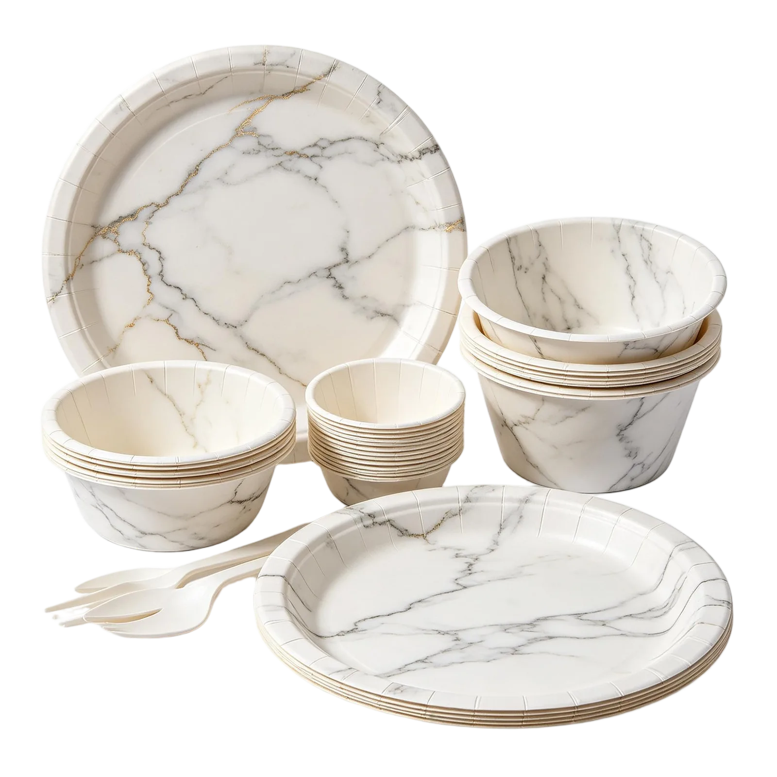 Paper Plates and Bowls Disposable Dinnerware Set for Catering Parties and Takeaway