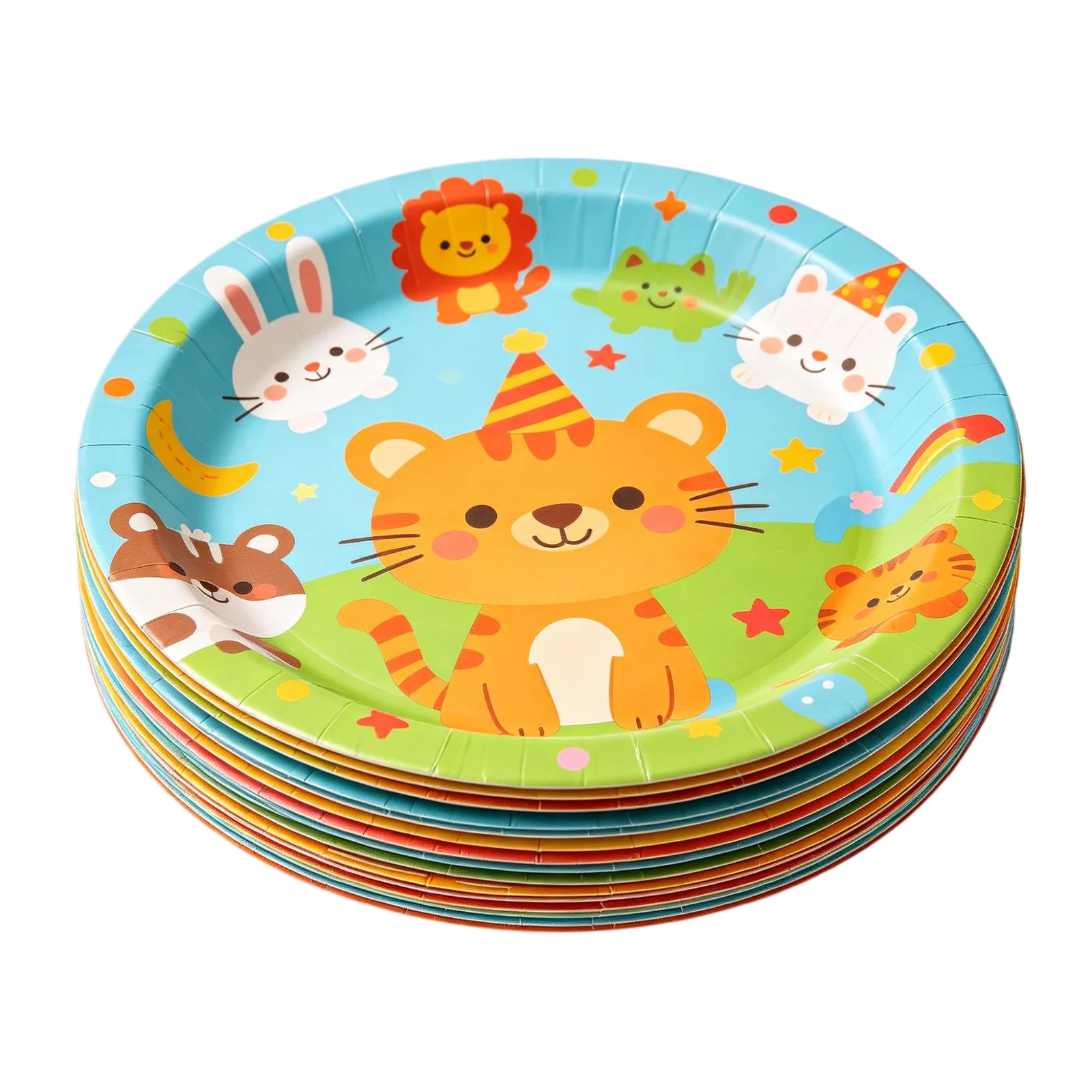 Paper Plates for Kids Parties Cute Colorful Disposable Tableware for Birthdays