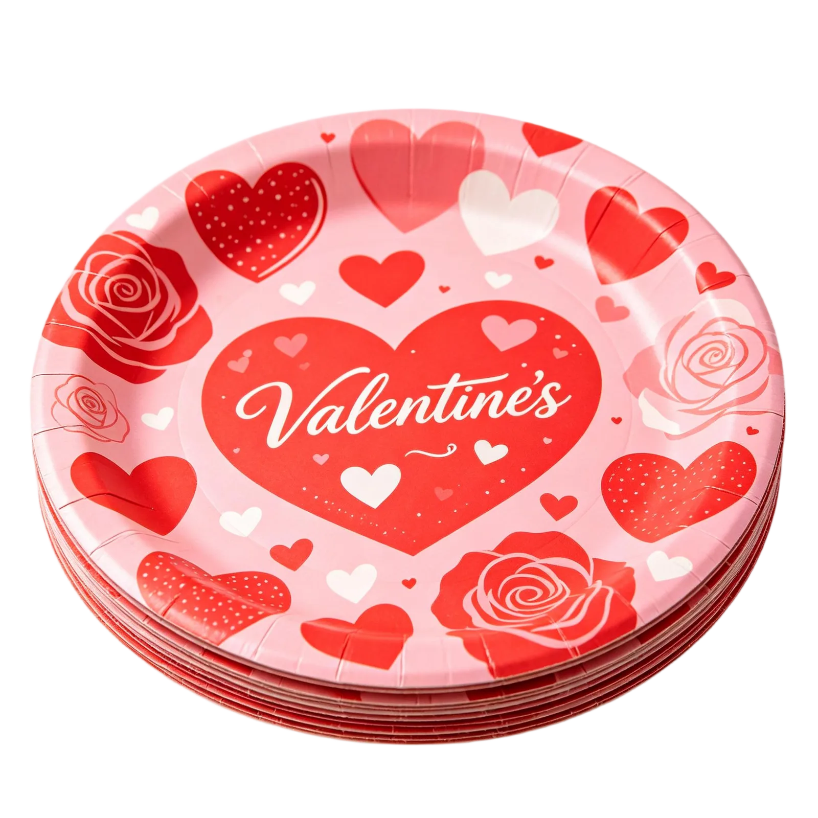 Valentines Day Paper Plates Romantic Disposable Tableware for Parties and Dinners