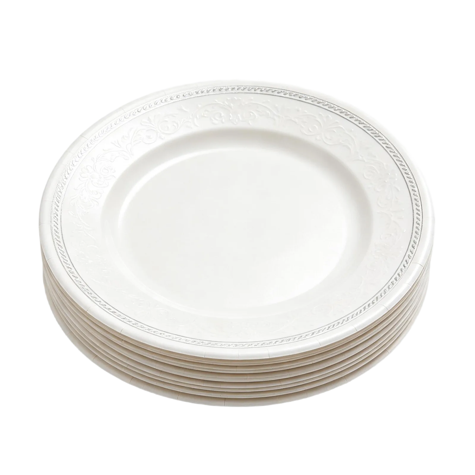 White Paper Plates Wholesale Plain Disposable Dinnerware for Catering and Parties